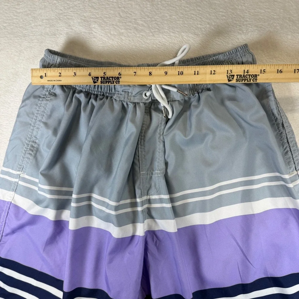 Kailua Surf Mens XXL Swim Trunks Grey Purple Striped Board Shorts Mesh Lined